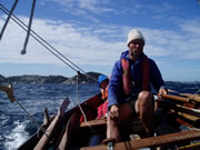 Charles Lyster sailing faering in force five wind